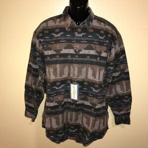 Men's Vintage Ruff Hewn Alaska Apache Blanket Aztec Flannel Button Shirt-Size L-